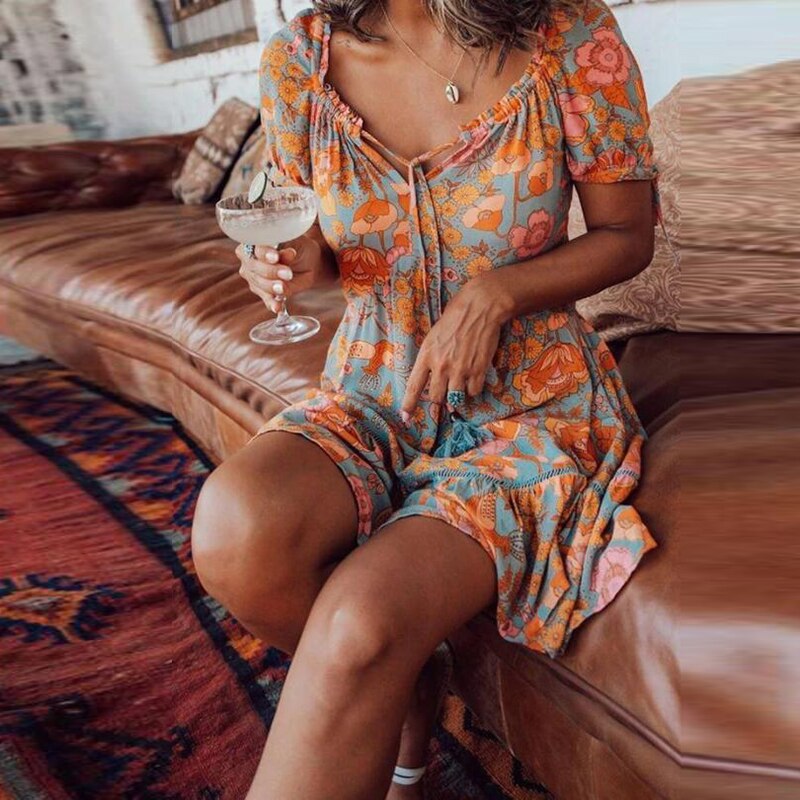 Fina Dam Klänningar Bred Passform Musselin Blommönster 2