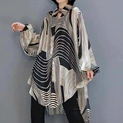Variant image for Dam Blus Långärmad Randig Polyester Rayon-1