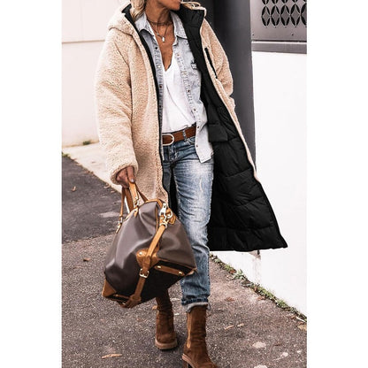 Dam Kappa Lång Hoodie Vändbar Bomullsblandning-4