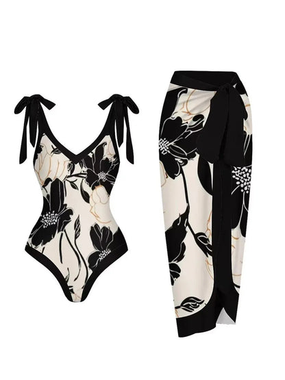 Dam Bikini Set V-Hals Ärmlös Spandex Polyester med Tryckmönster 7