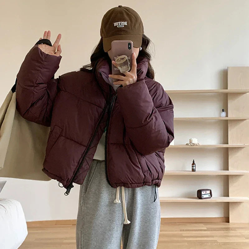 Dam Förkortad Jacka Hög Krage Polyester-3