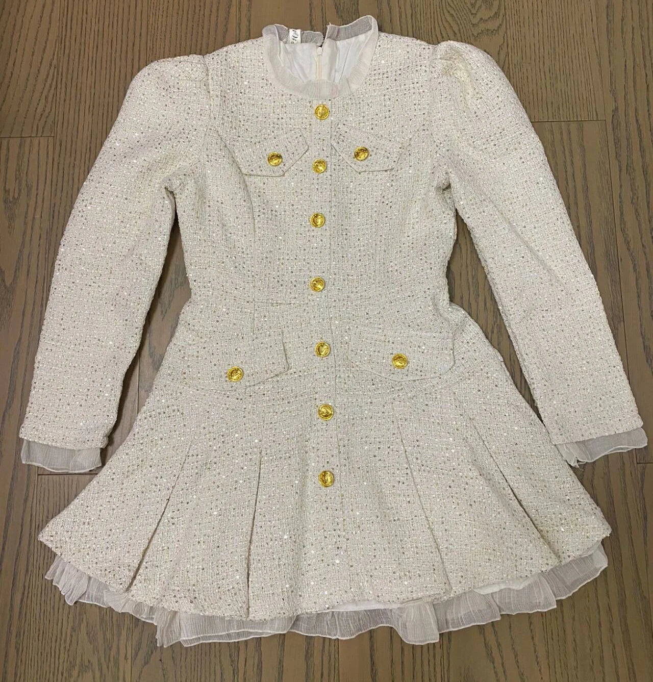 Kvinnors Miniklänning A-linjeformad Polyester Puffärmar 9