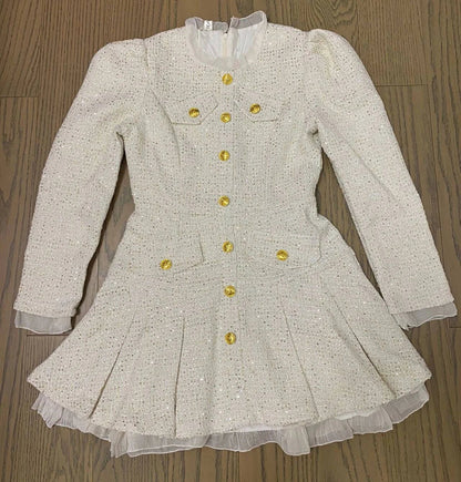 Kvinnors Miniklänning A-linjeformad Polyester Puffärmar 9