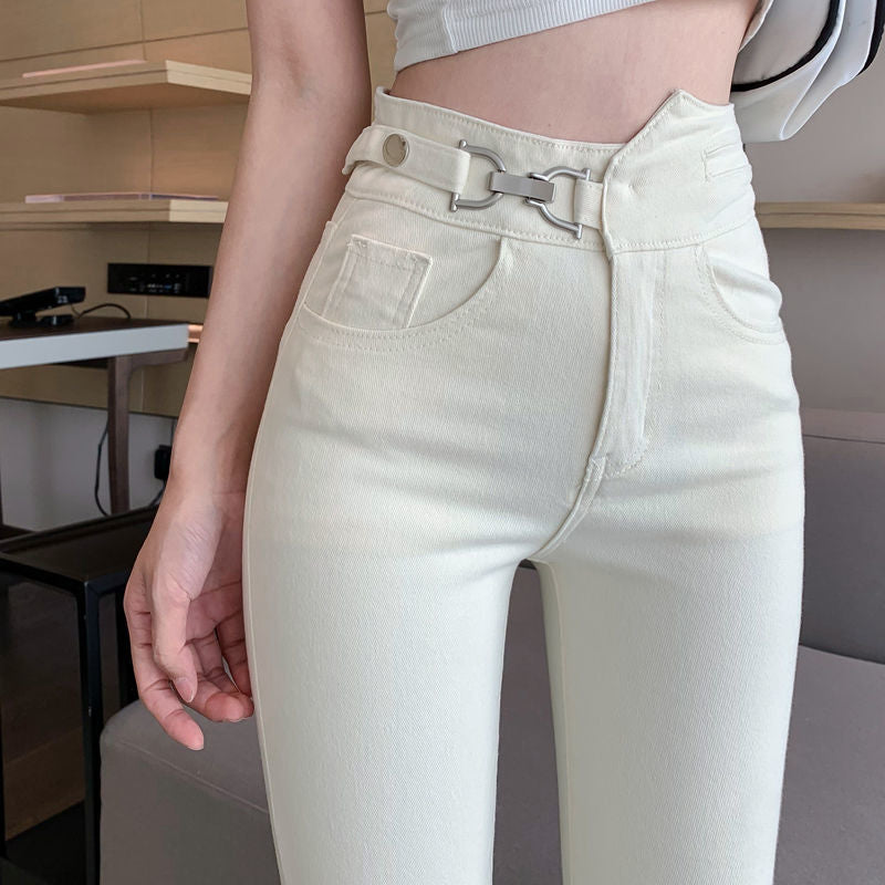 Dam Jeans Hög Midja Stretch i Bomull-2