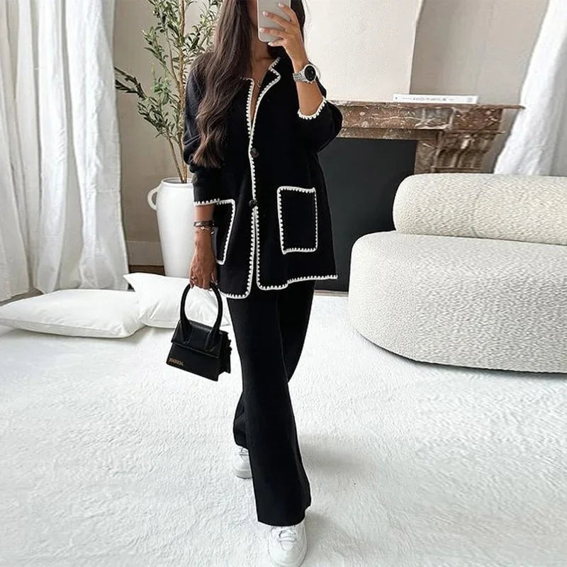 Dam Vinterdräkt Lång Jacka Lösa Byxor Polyester-2