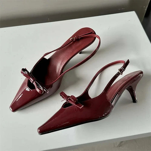 Dam Slingback Skor Plattform Läder Elegant Stil-1