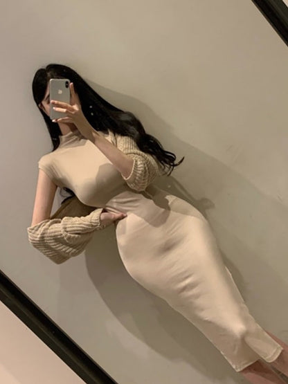 Kvinnors Midi Klänning Ärmlös Stretch Polyester 5