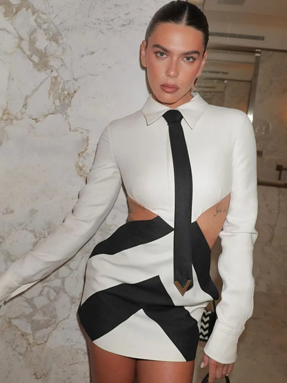 Kvinnors Miniklänning Slim Fit Patchwork Polyester Spandex 3