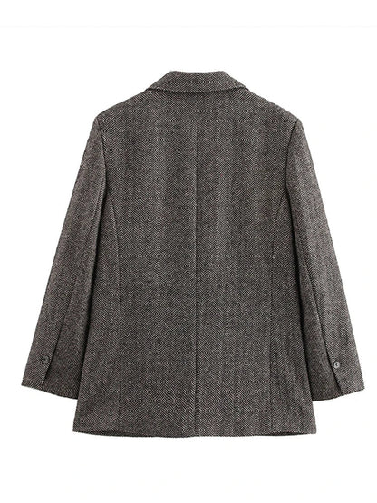 Dam Blazer Modern Reversibel Krage Elegant Polyester Viskos-4