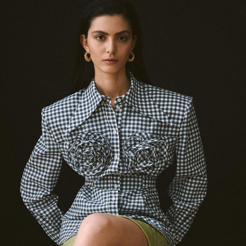 Herrskjorta Rutigt Bomull och Polyester Lång Ärma Reguljär Passform-3