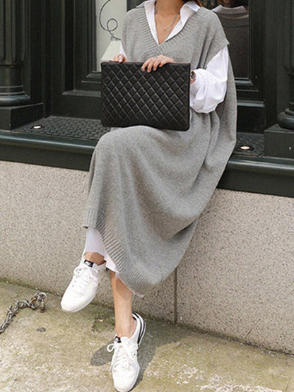 Kvinnors Fritidsklänning Avslappnad Mjuk Stickad-6