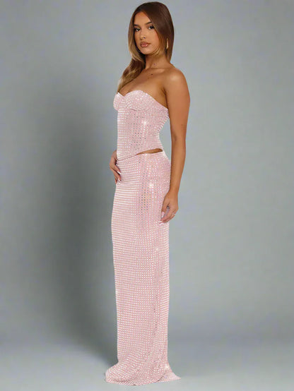 Dams Klänning Set Glittrande Paljetter Spandex Polyester-4