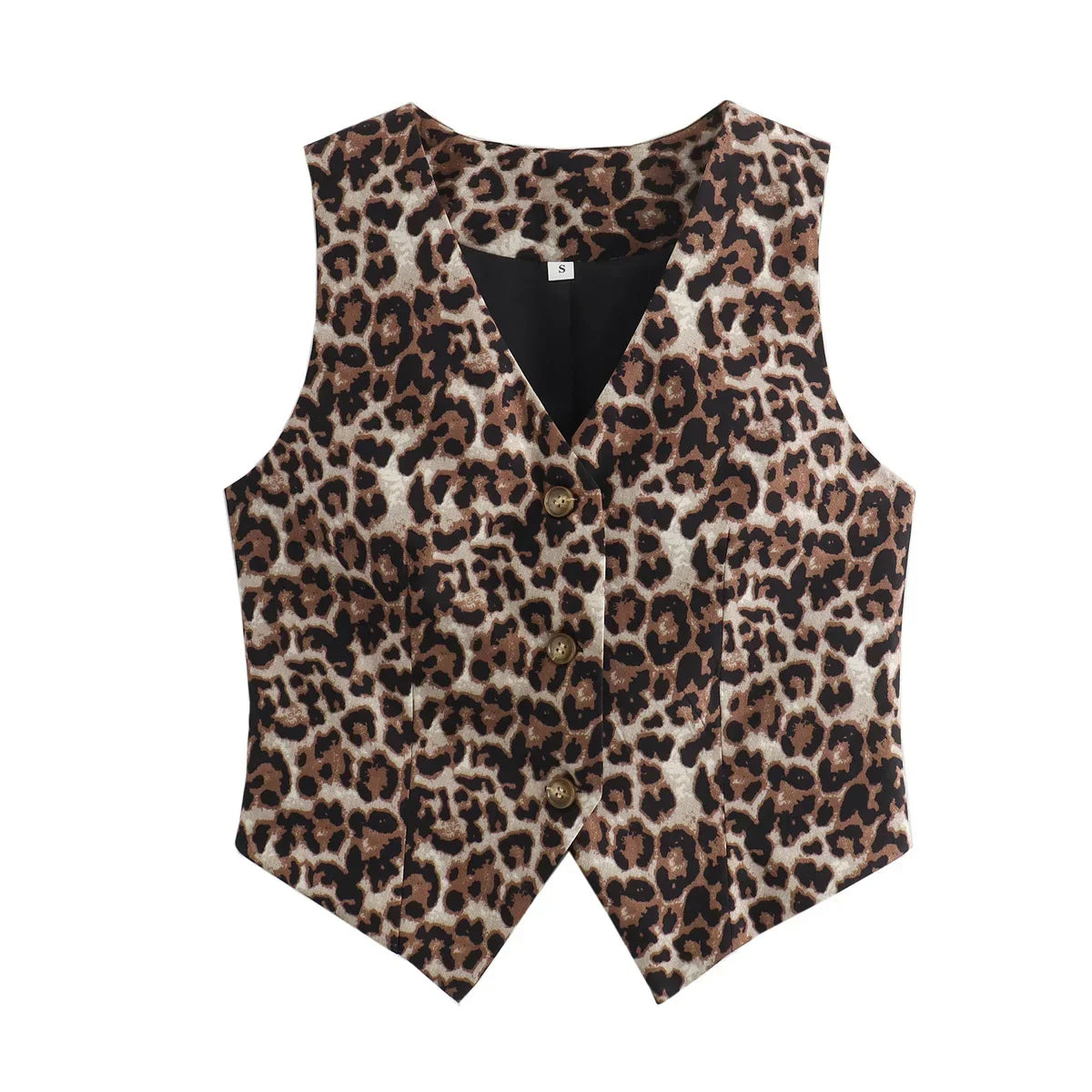 Variant image for Damkort Väst Leopardmönster Polyester V-Hals-1