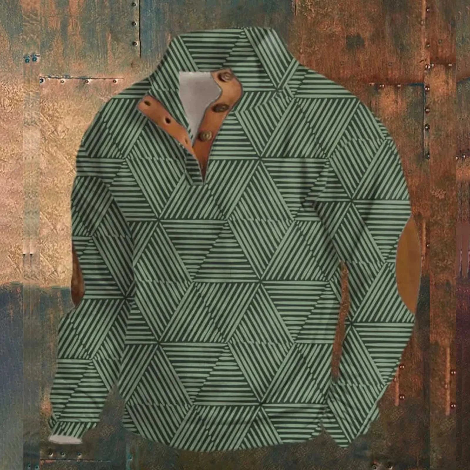 Variant image for Herr Tröja Knappkrage Jacquard Mönster Högkvalitativ Bomull Polyester-6