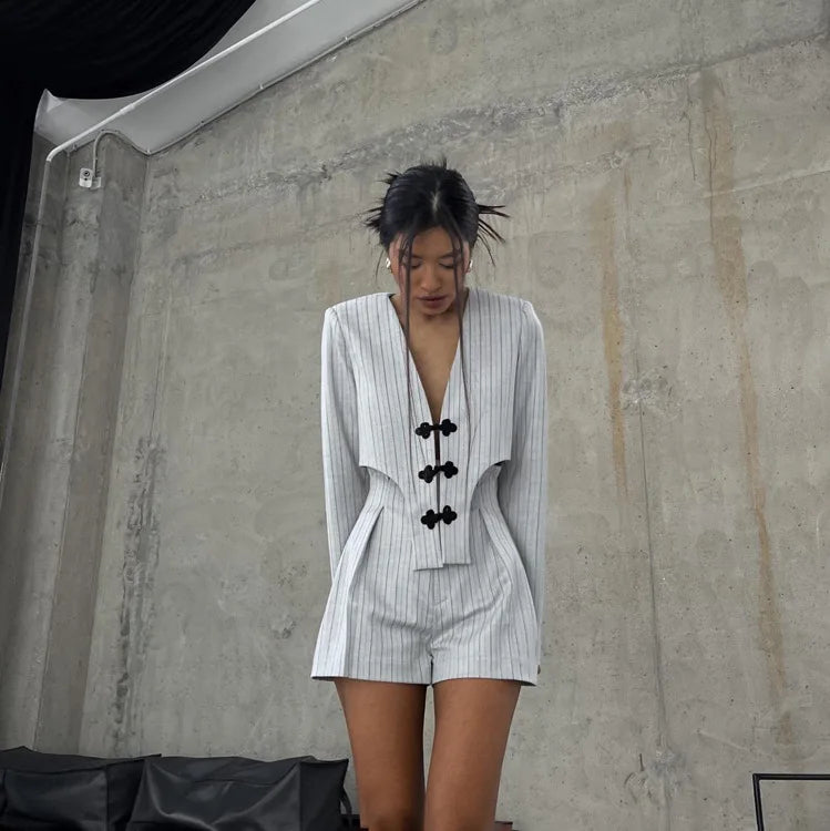 Långa Shorts Dam Randig Design Mjuk Bomull-3