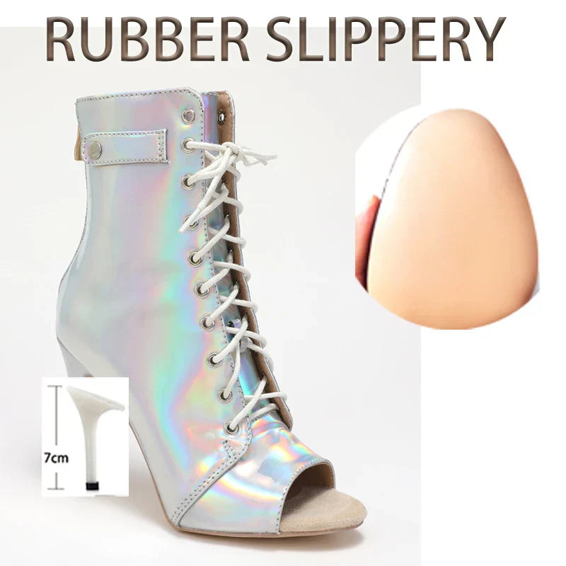 Variant image for Damstövlar Mid-Calf Läder med Glittrande Detaljer och Hög Häl-40