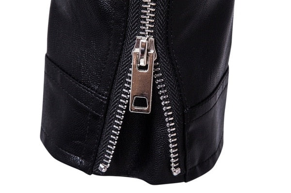 Herr Läderjacka Slim Fit Vindtät Motorcykeljacka-3