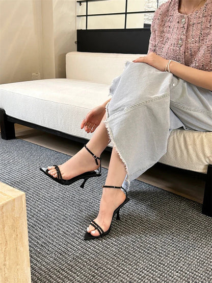 Dam Sandaler PEEPTO PU Material med Gummisula och Bakre Rem-5