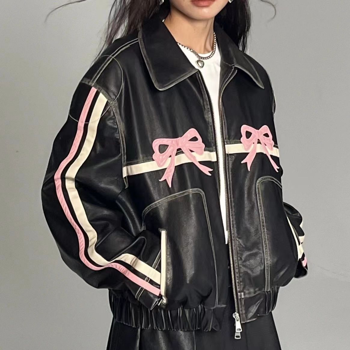 Damjacka Slingdetalj Läder Modern Stil 3