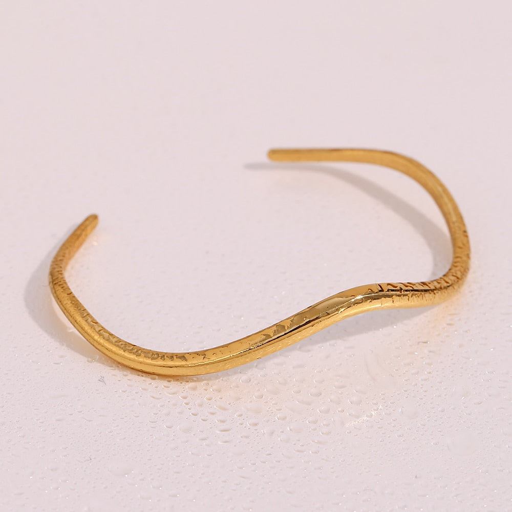 Kvinnors Armband Minimalistisk Vågform Rostfritt Stål Vattentålig 6