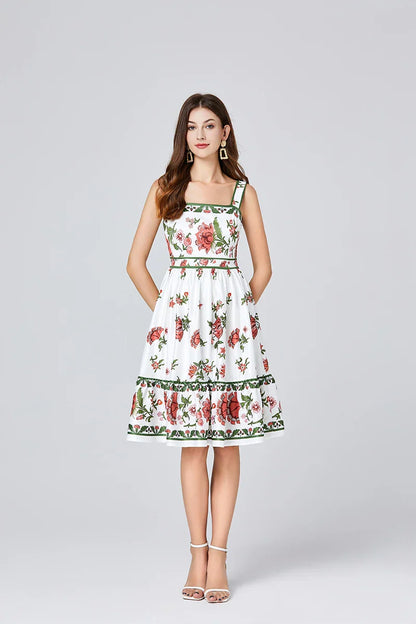 Kvinnors Midi Klänning A-linjeformad Bomull Polyester Acetat-5