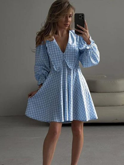 Damklänning A-linjeformad Puffärmar Polyester-2