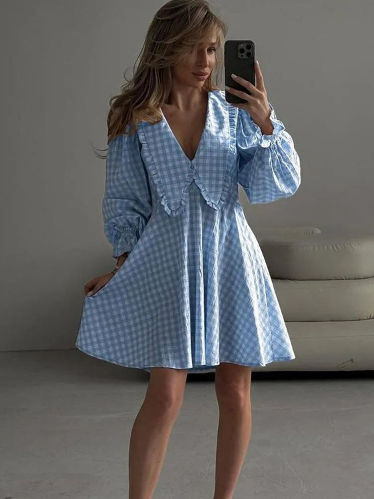 Damklänning A-linjeformad Puffärmar Polyester 2