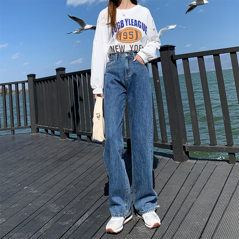 Dam Jeans Hög Midja Mjuk Bomull 12