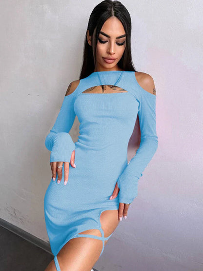 Dam Maxi Klänning Monokrom Smal Passform Polyester Elegant-5