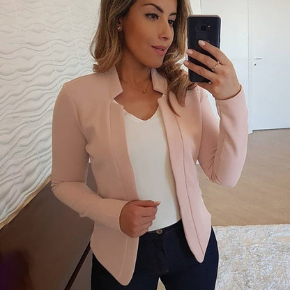 Dam Blazer Långärmad Öppen Stickning 100% Polyester-5