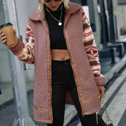 Dam Höstjacka Varm Päls Tidlös Design Polyester-1