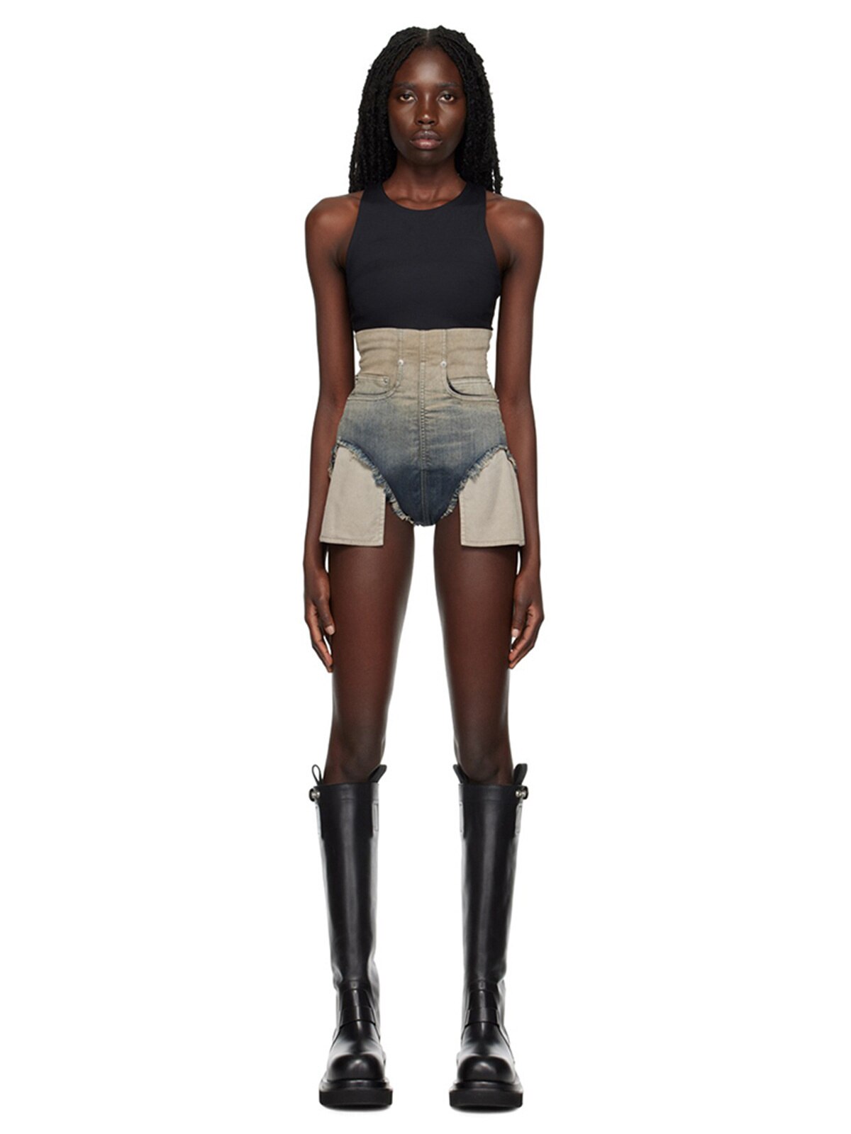 Damshorts Hög Midja Denim Bomull-2