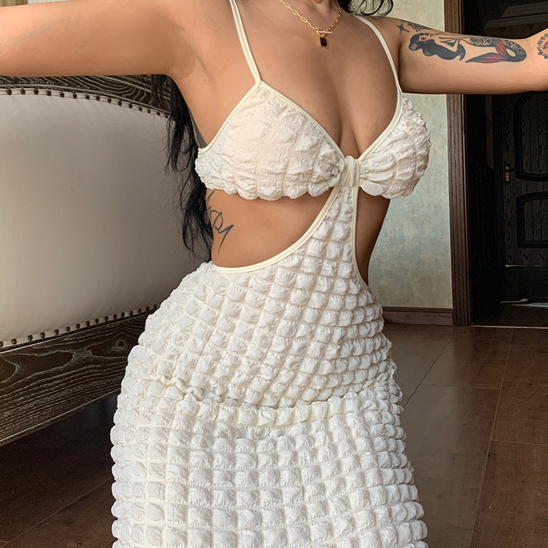 Kvinnors Långärmad Klänning Blommönster Polyester Spaghetti Bärare-6