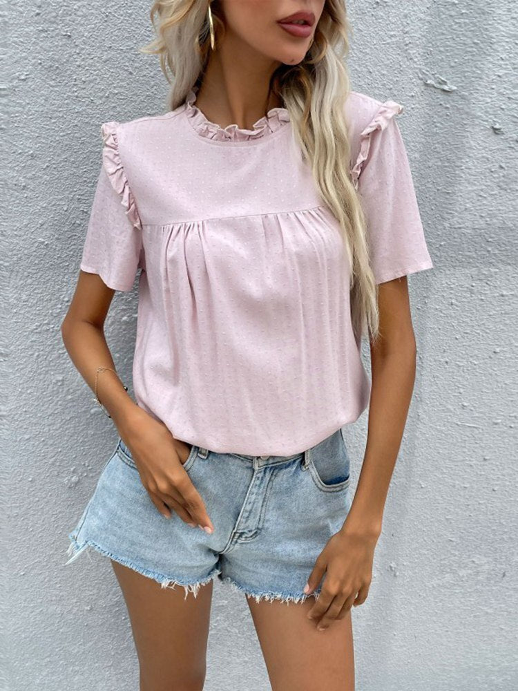 Dam Kortärmad Topp Avslappnad Design 100% Bomull 1