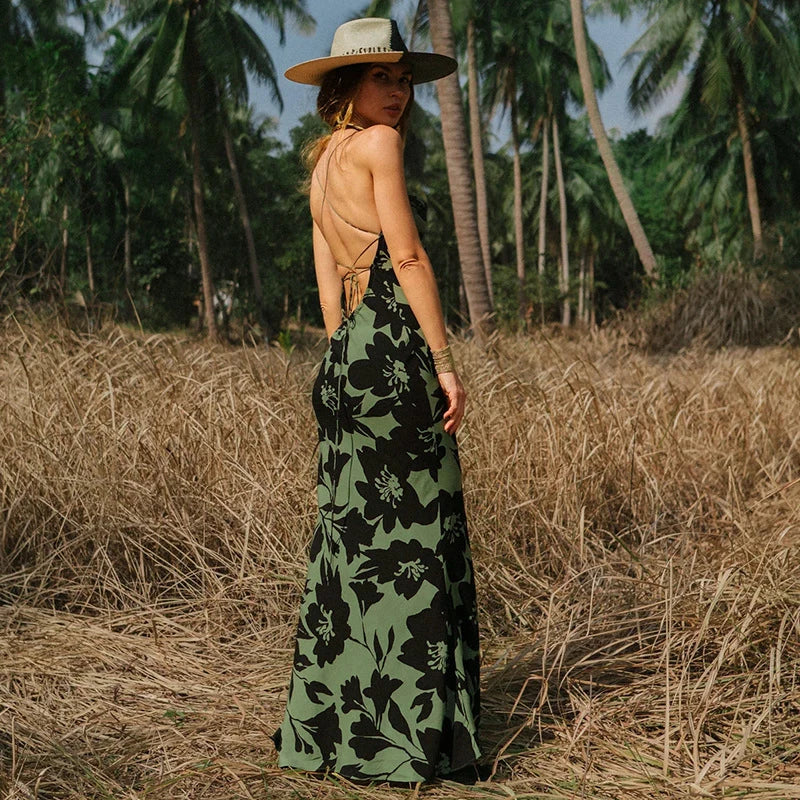 Maxi Klänning Dam Figur-huggande Design Bomull Polyester-5