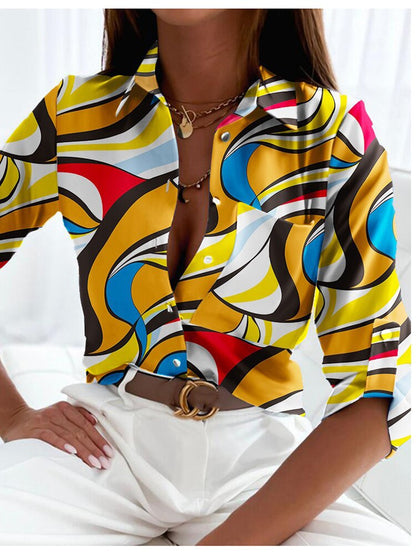 Variant image for Blus Dam Långärmad Trendigt Tryck Polyester-3