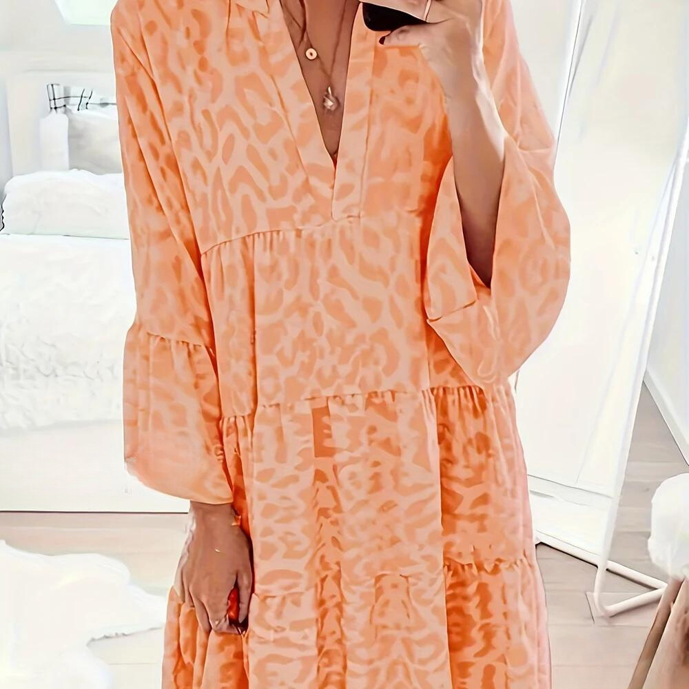 Kvinnors Boho Klänning Överdimensionerad Polyester Leopardmönster 4