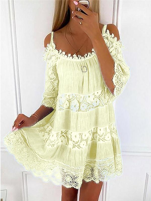 Fina Dam Klänningar Midi Lätt Tyg Elegant Design-4