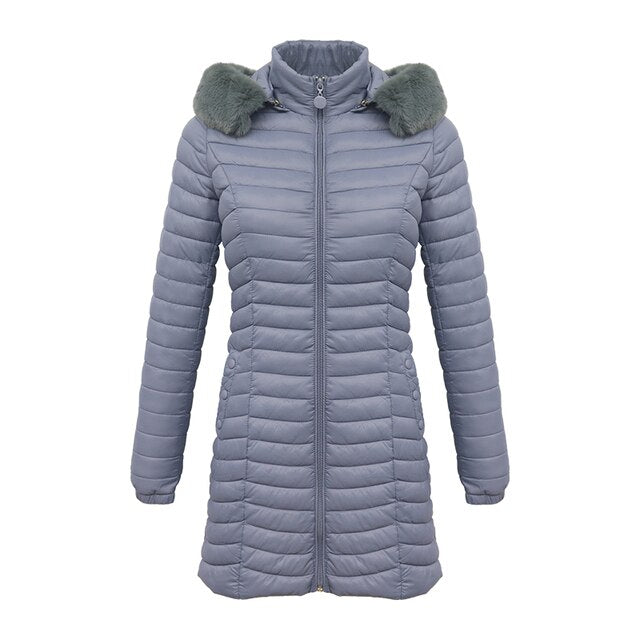Herrparka med Päls Huva Polyester Elegant Vinterjacka-4