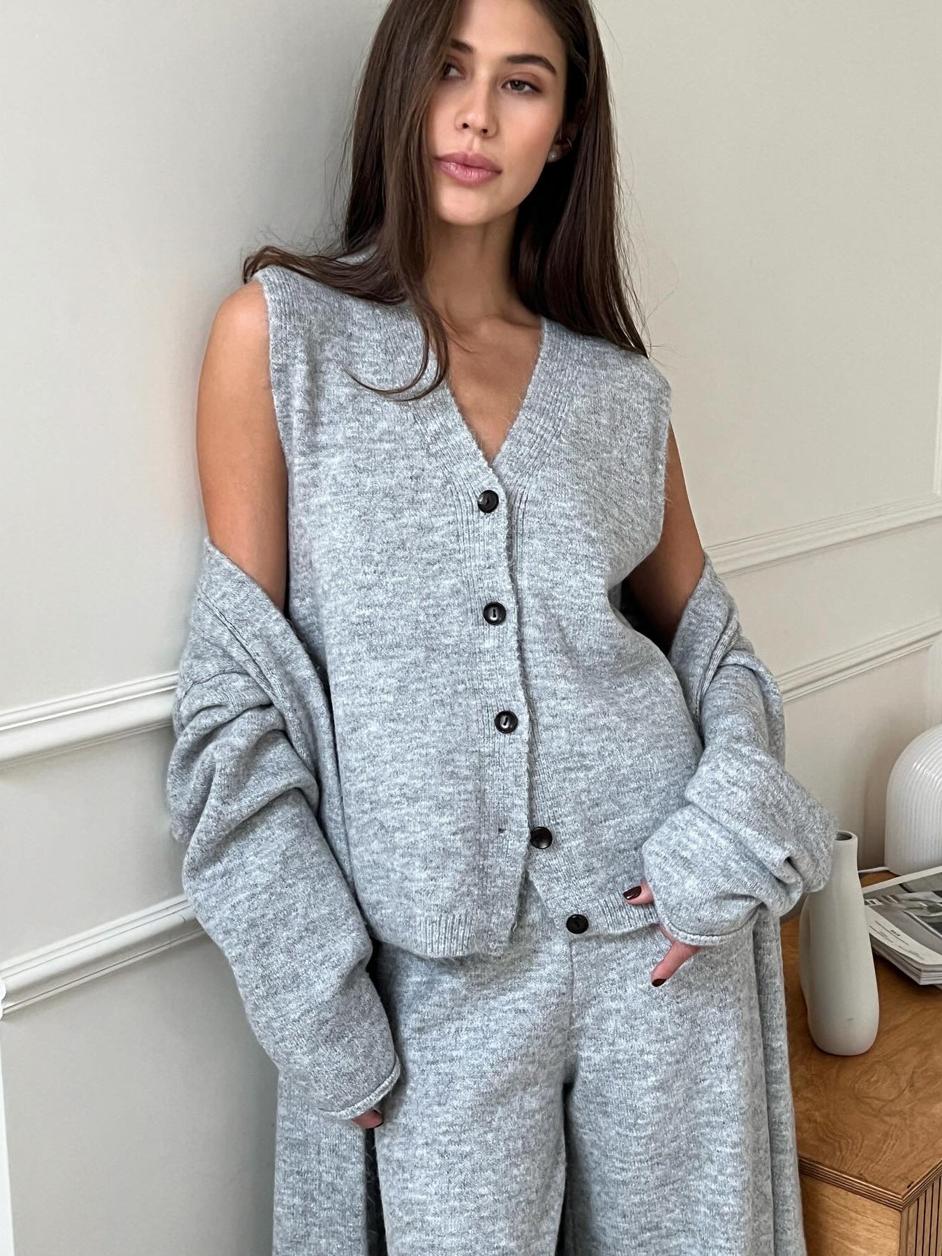 Elegant Tre-deluppsättning för Kvinnor i Högkvalitativ Polyester – Perfekt för Vardag och Fest, Normal Passform 3