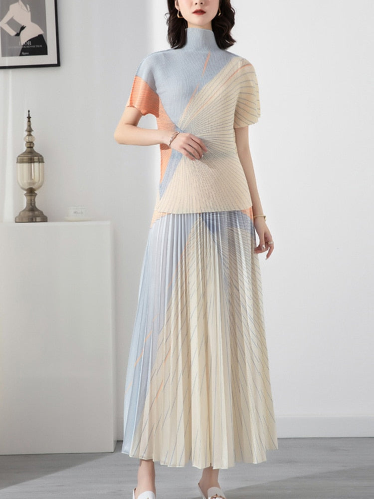 Dam Kjoluppsättning Turtleneck Rynkade Polyester 3