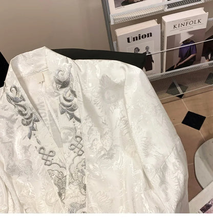 Blus Dam Blommig V-hals Lång Ärme Satin-4
