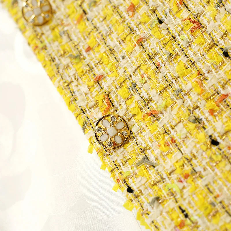 Kvinna Lyxjacka Vävd Tweed Elegant-5