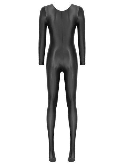 Dam Jumpsuit Monokrom Långärmad Lycra Nylon Spandex-6