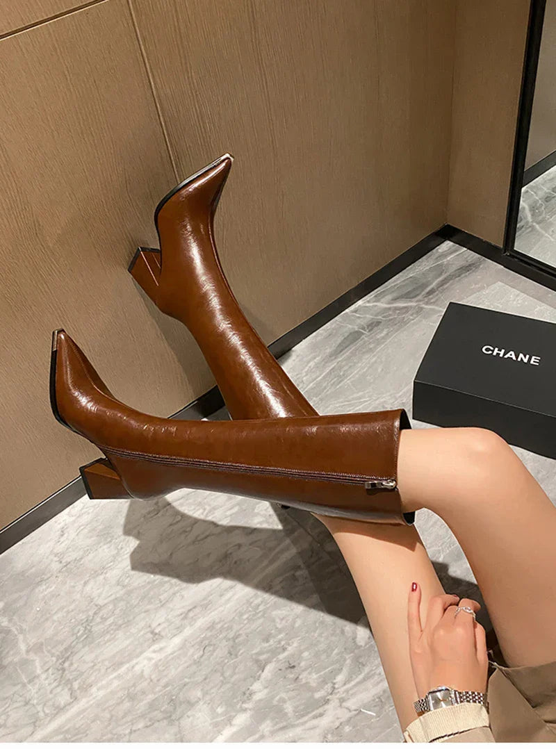 Dam Stövlar Rockstil PU Mikrofiber med Gummisula-5