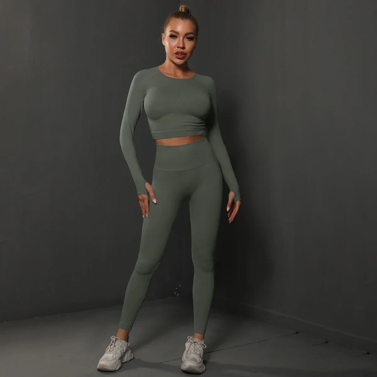 Variant image for Dam Aktiva Byxor Hög Midja Andningsbart Spandex Nylon-16