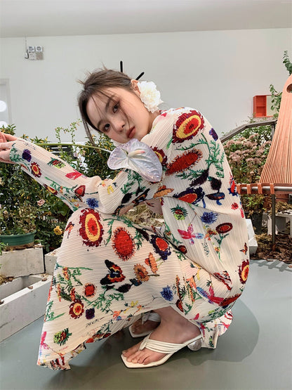 Dam Stenuppsättning Blommönster Polyester för Sommar-3