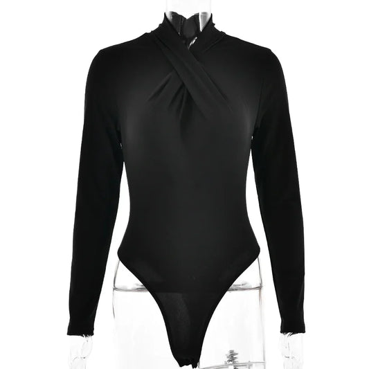 Dam Bodysuit Enkel Design Polyester och Spandex-1