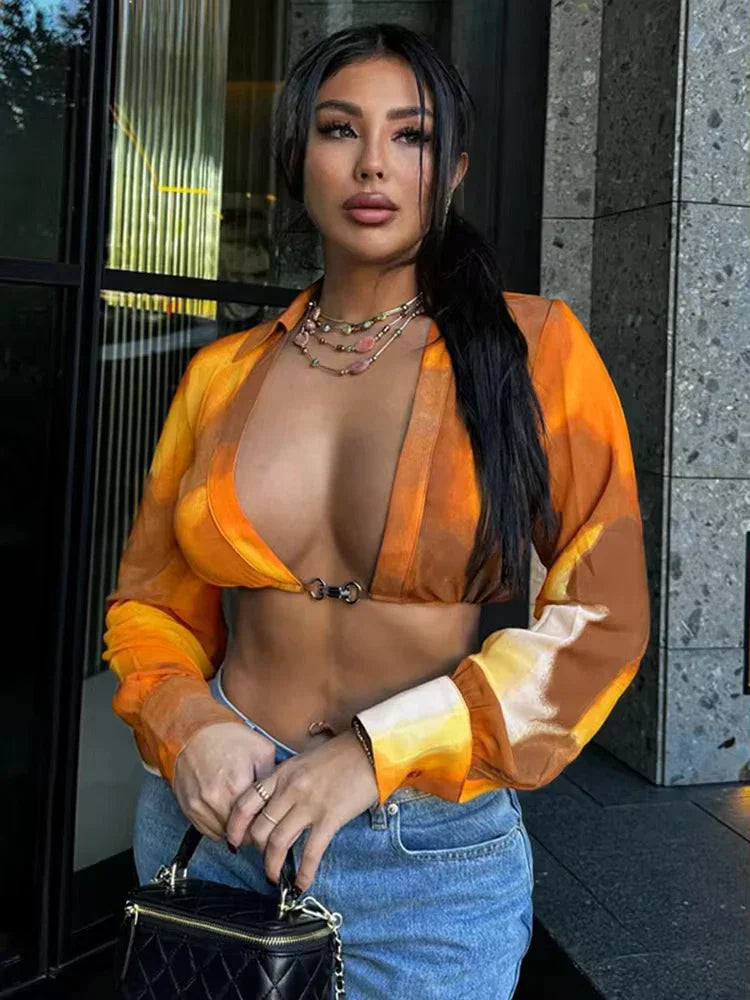 Festtoppar Dam Crop Top med Milda Ärmar i Polyester och Spandex 4