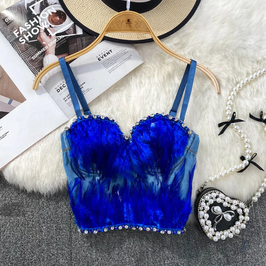 Dam Crop Top Monokrom Polyester-1